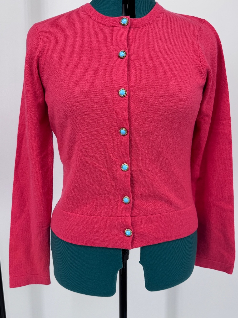 Lilly Pulitzer Hot Pink Cardigan with Turquoise Accent Buttons